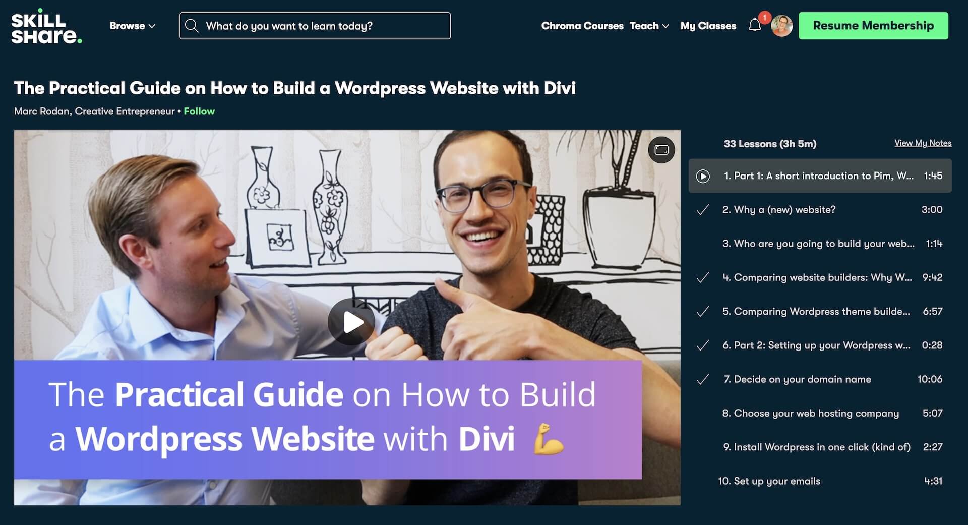 The Practical Guide on How to Build a WordPress Website with Divi pim marc rodan skillshare (1)